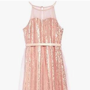 Girls Rose Gold Sequin Dress
